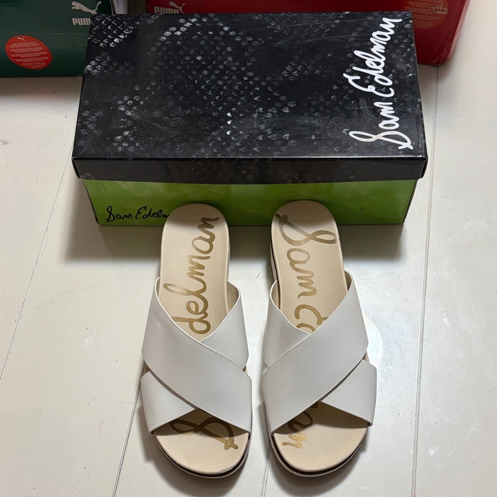Sam Edelman White Crisscross Sandals
